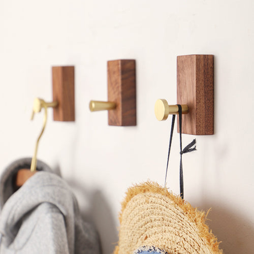 Walnut and Brass Wall Hook
