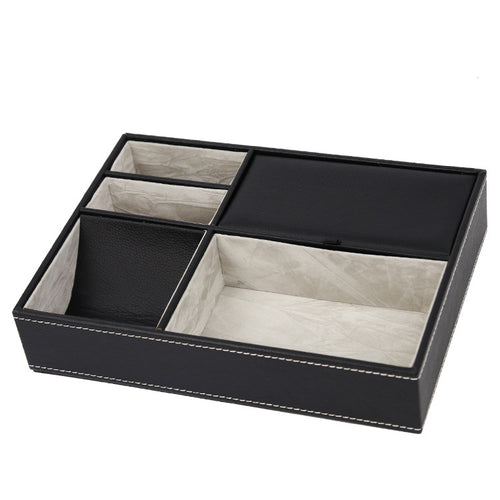 Black Faux Leather Valet Tray