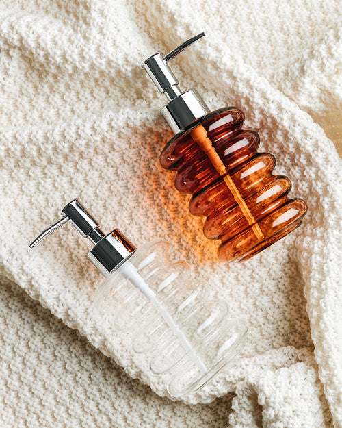 Ribbed Glass Soap Dispenser