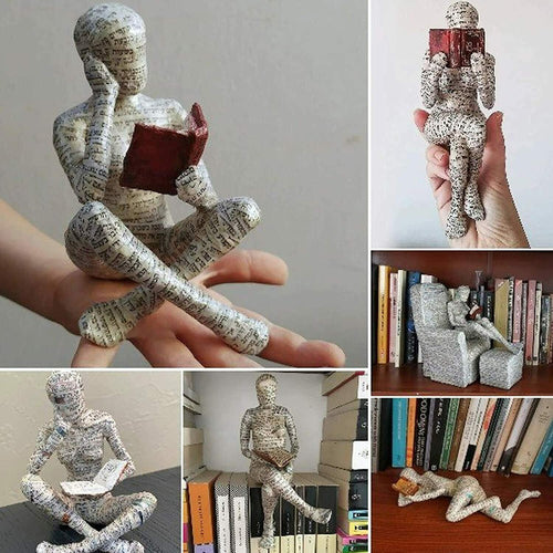 Reading Woman Resin Statue – Bookshelf Ornament
