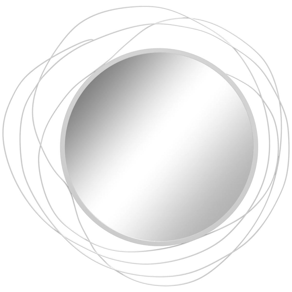 Abstract metal wire round wall mirror