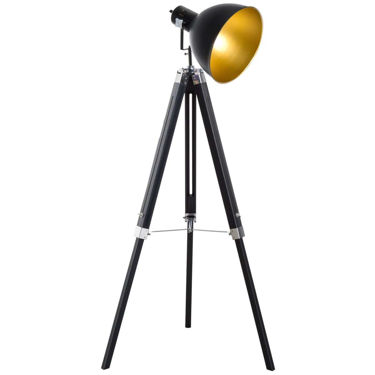 Tripod floor lamp with pine wood legs