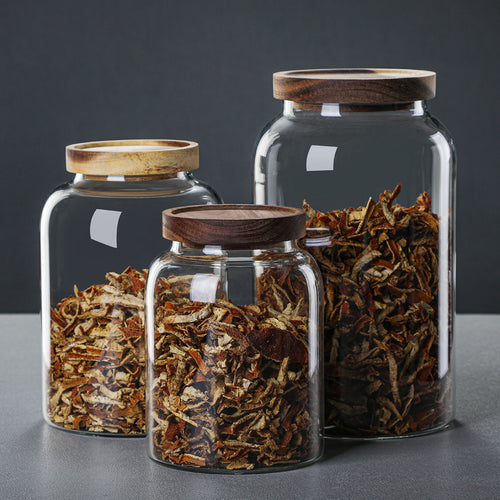 Glass Storage Jar with Walnut Wood Lid