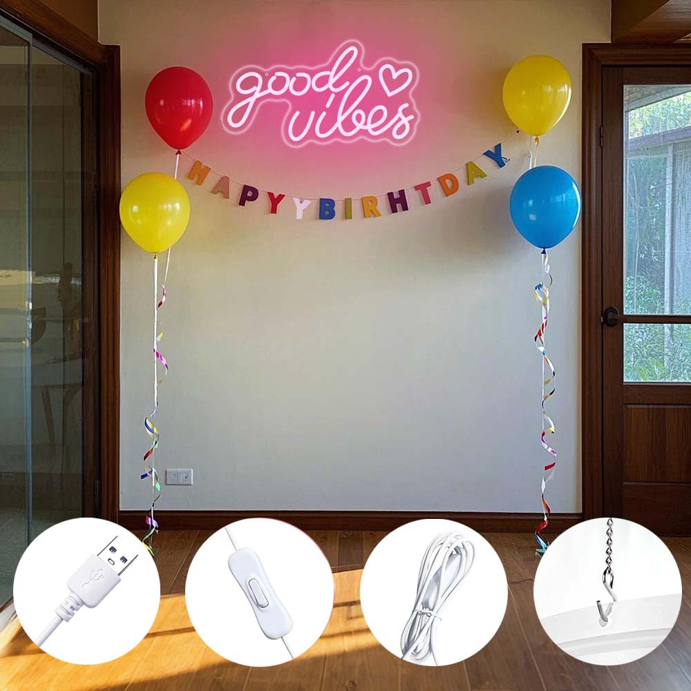 Good Vibes pink neon sign – view 5