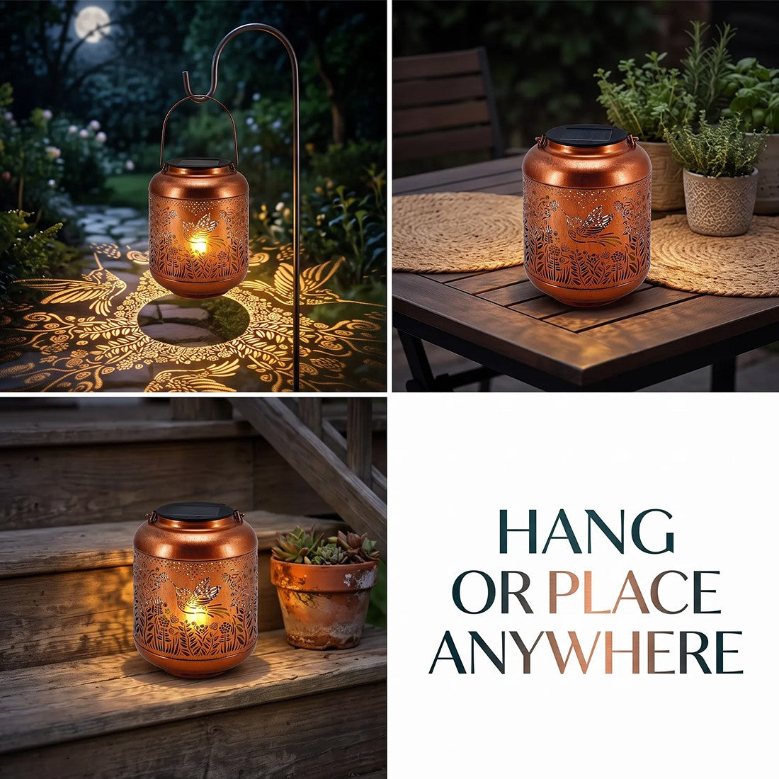 Hummingbird solar lantern – view 2