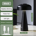 Cordless mushroom table lamp in black