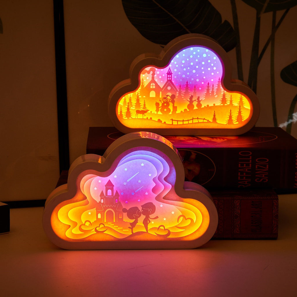 Cloud paper carving night light