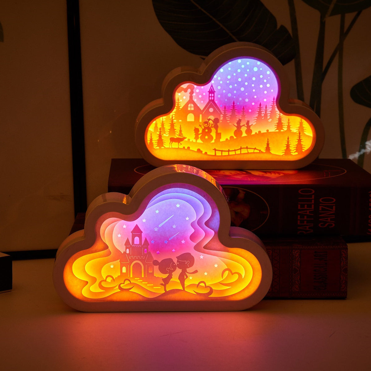 Cloud paper carving night light
