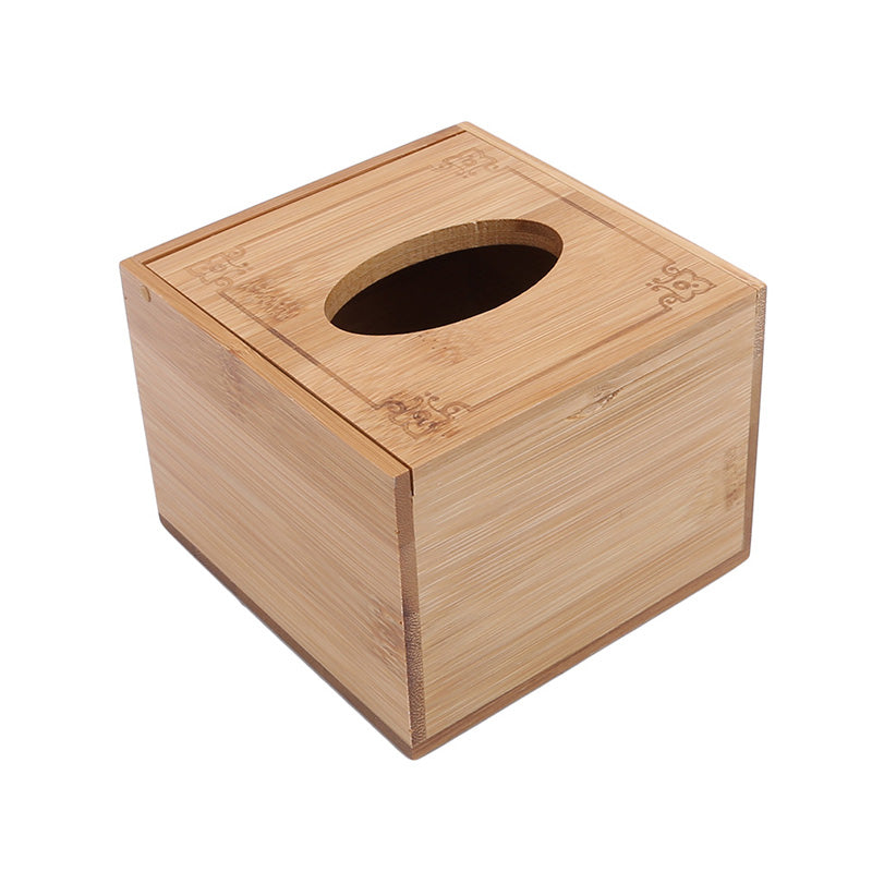 Square Natural Bamboo Tissue Box Cover (11.8 × 12 × 8.8cm)
