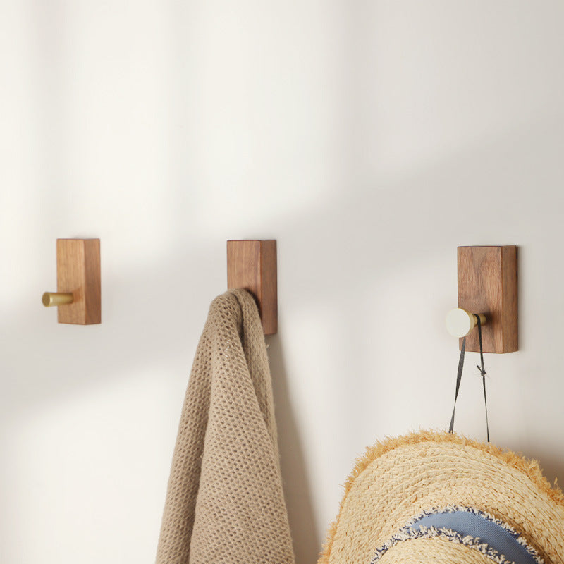 Walnut and brass wall hook, view 2