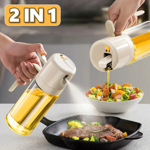 2-in-1 Glass Oil Sprayer & Pourer 550ml – main image