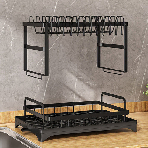 2-tier dish drainer rack with drip tray