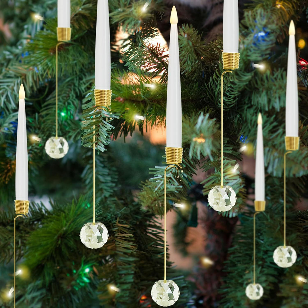 LED Christmas tree candles with crystal ball drops
