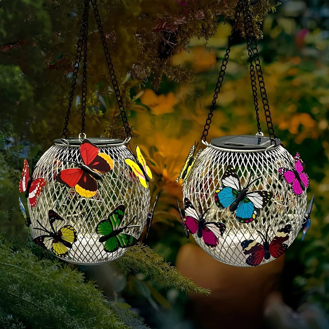 Solar butterfly orb lights – warm white