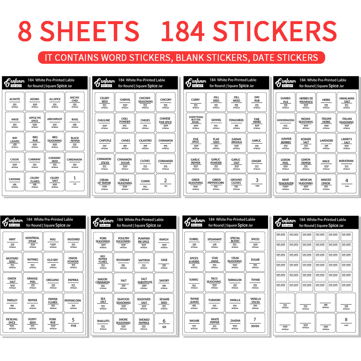 Waterproof Pantry Labels – 184 Labels – view 4