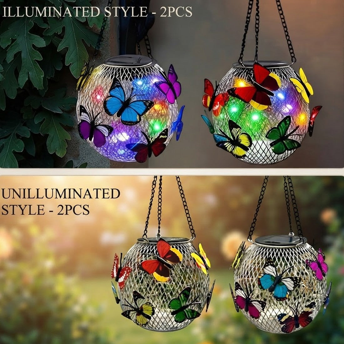 Solar butterfly orb lights – view 5