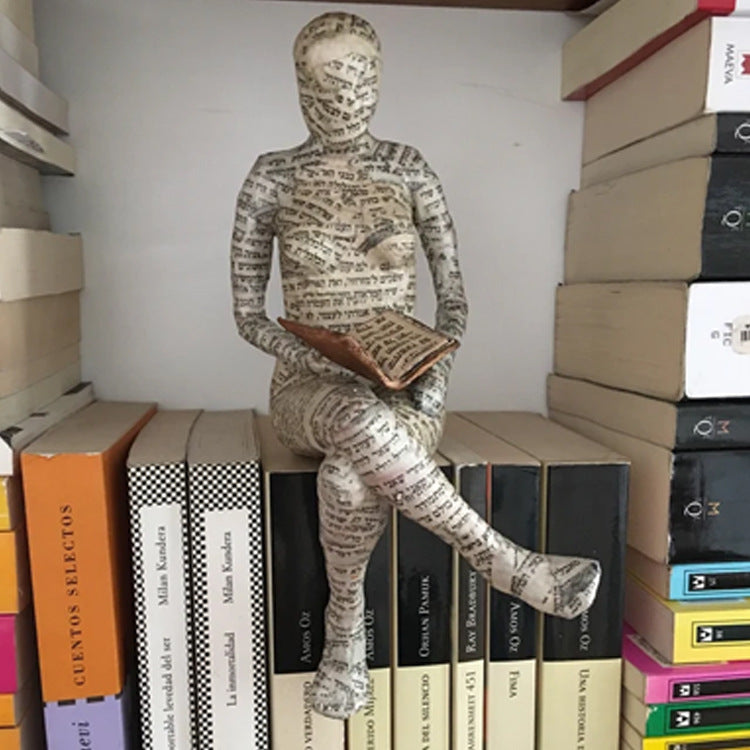 Reading woman resin statue – view 3