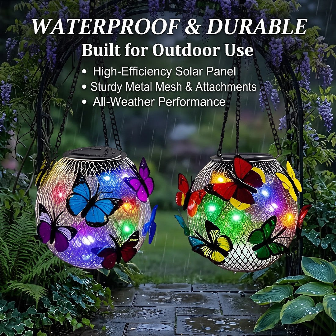 Solar butterfly orb lights – view 2