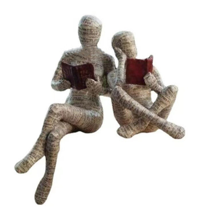Reading woman resin statue – view 7