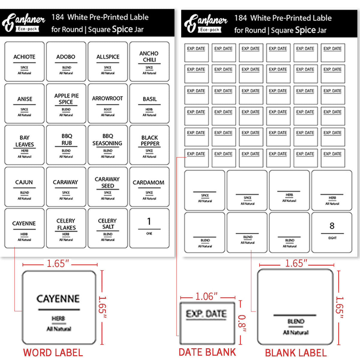 Waterproof Pantry Labels – 184 Labels – view 2