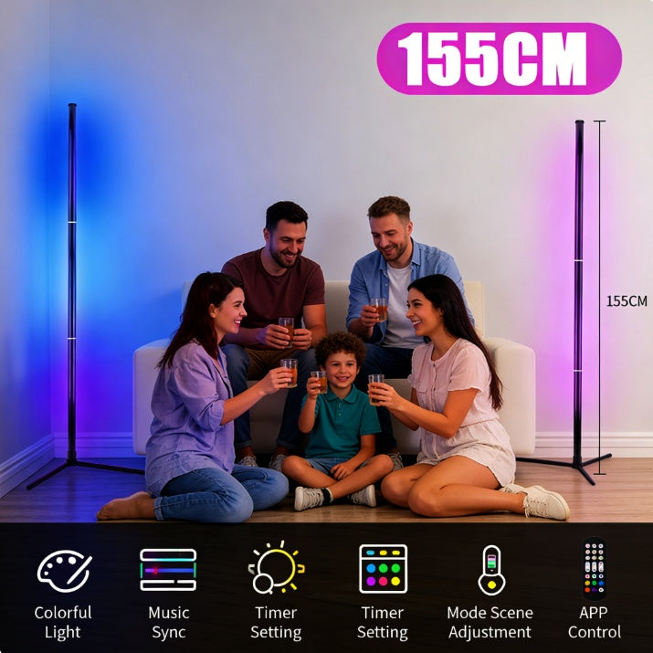 RGB corner floor lamp in black