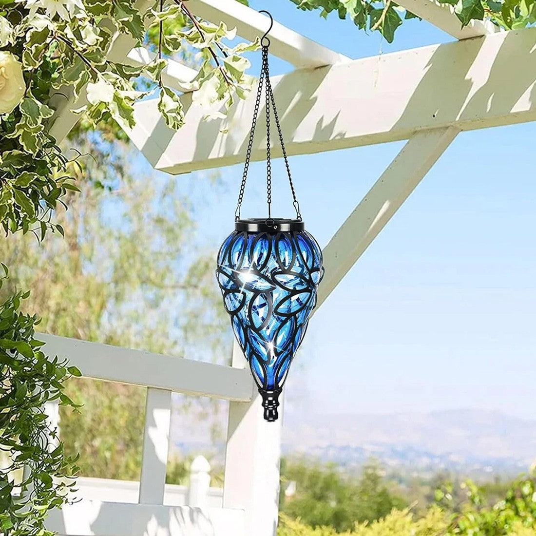 Teardrop solar hanging lantern – view 6