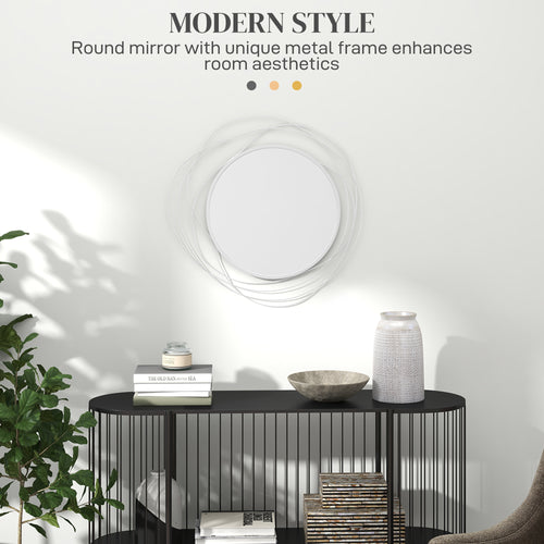 Abstract metal wire round wall mirror – view 2