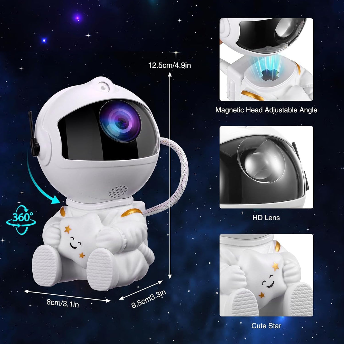 Astronaut galaxy star projector – view 4