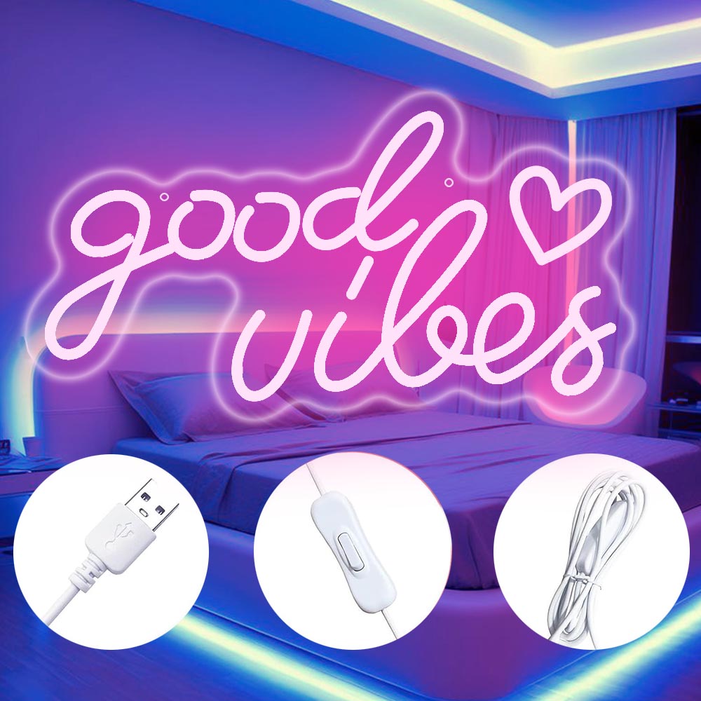 Good Vibes pink neon sign – view 6