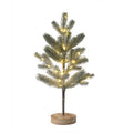 Frosted pine Christmas tree lamp on wooden base