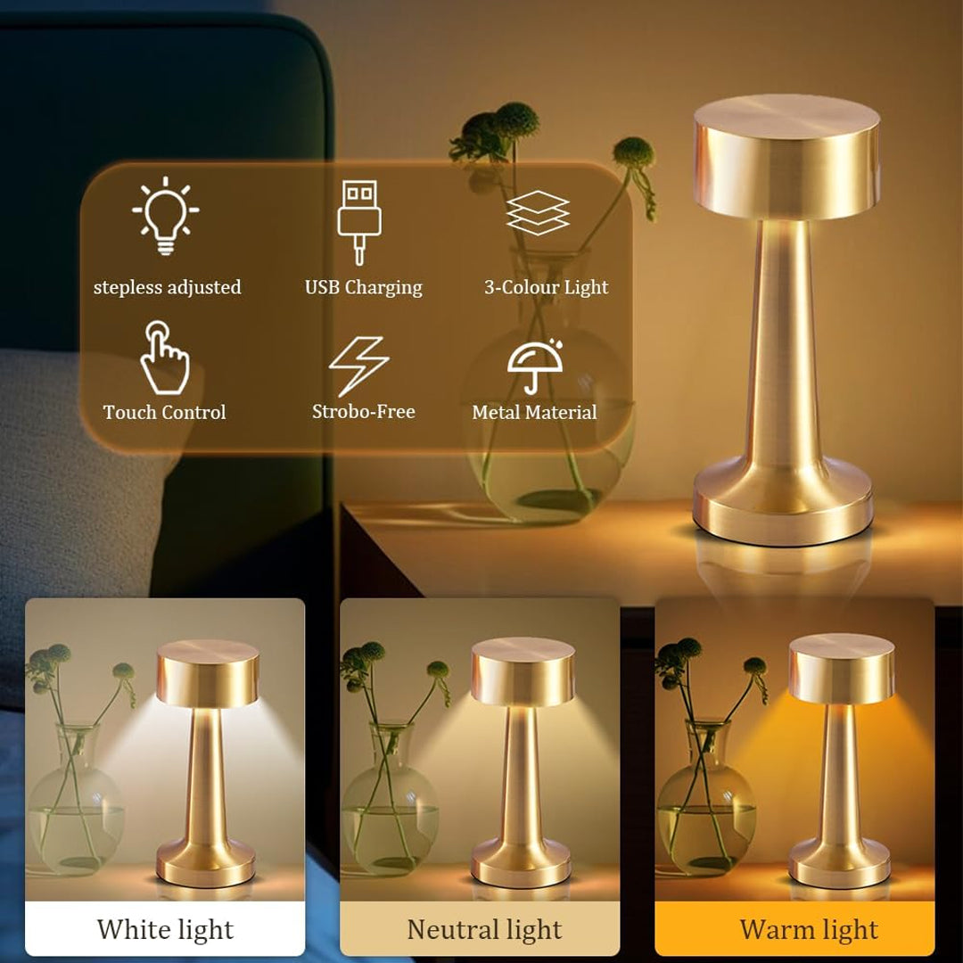 Cordless metal touch table lamp – view 3