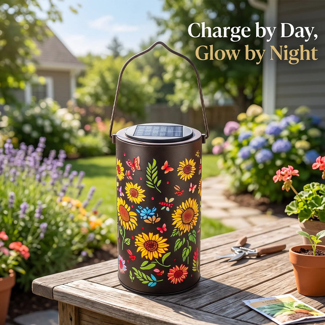 Sunflower solar lantern – view 4