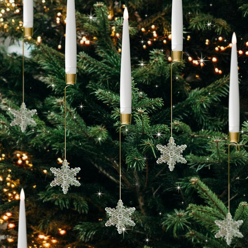 LED Christmas tree candles with snowflake drops