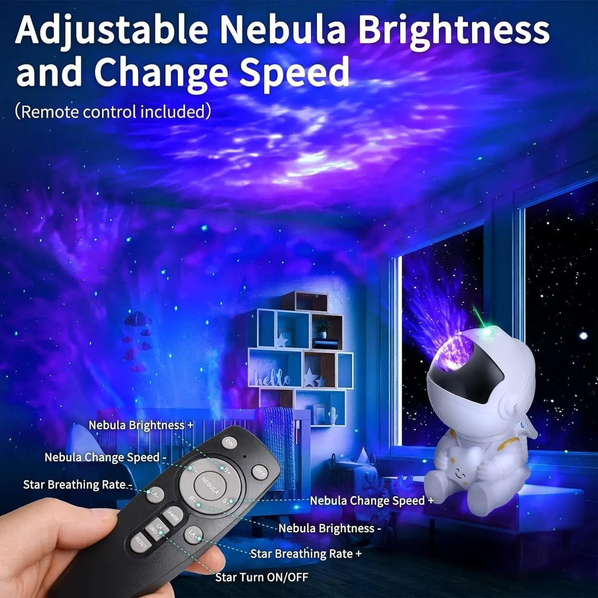 Astronaut galaxy star projector – view 2