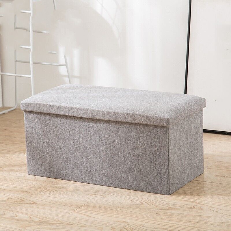 Grey foldable storage ottoman footstool