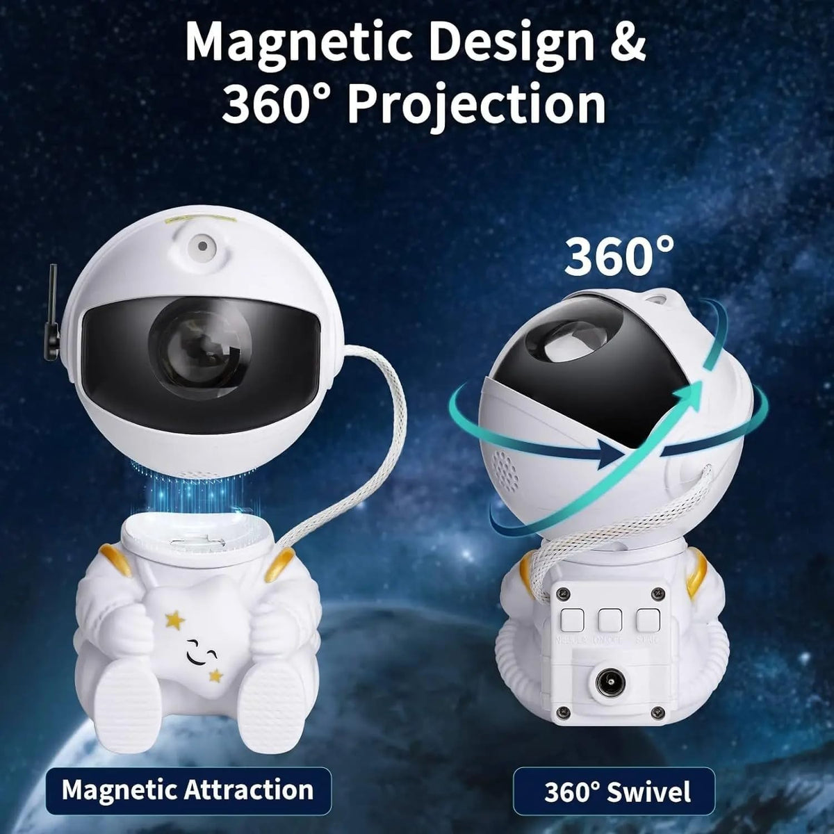 Astronaut galaxy star projector – view 3