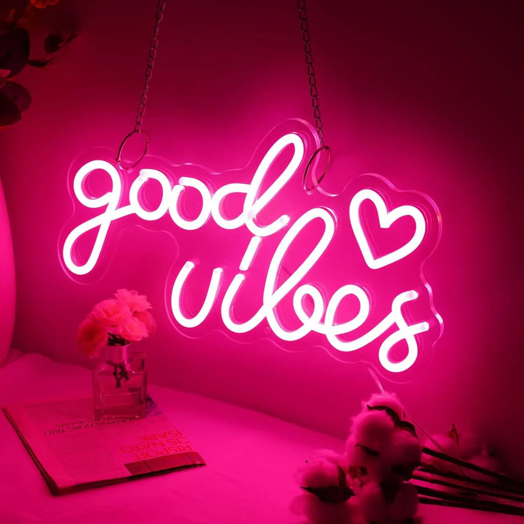 Good Vibes pink neon sign – view 2