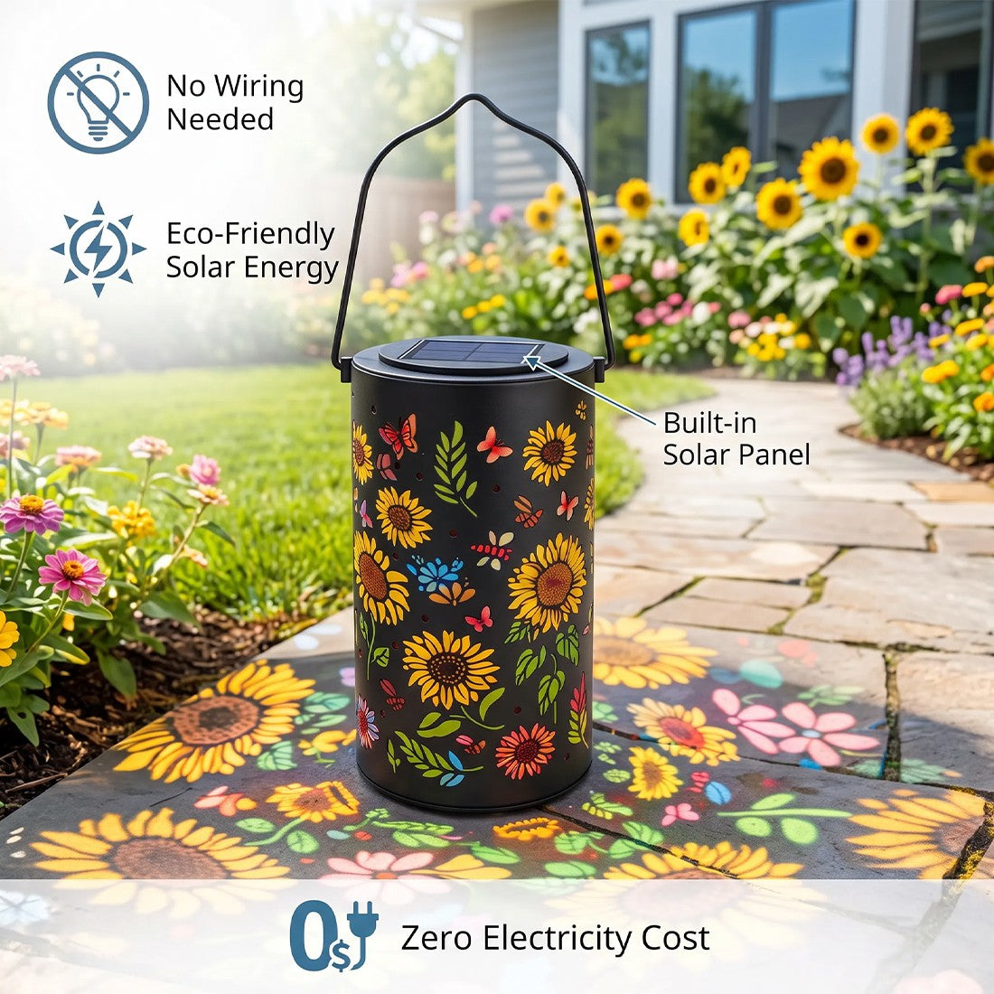 Sunflower solar lantern – view 5