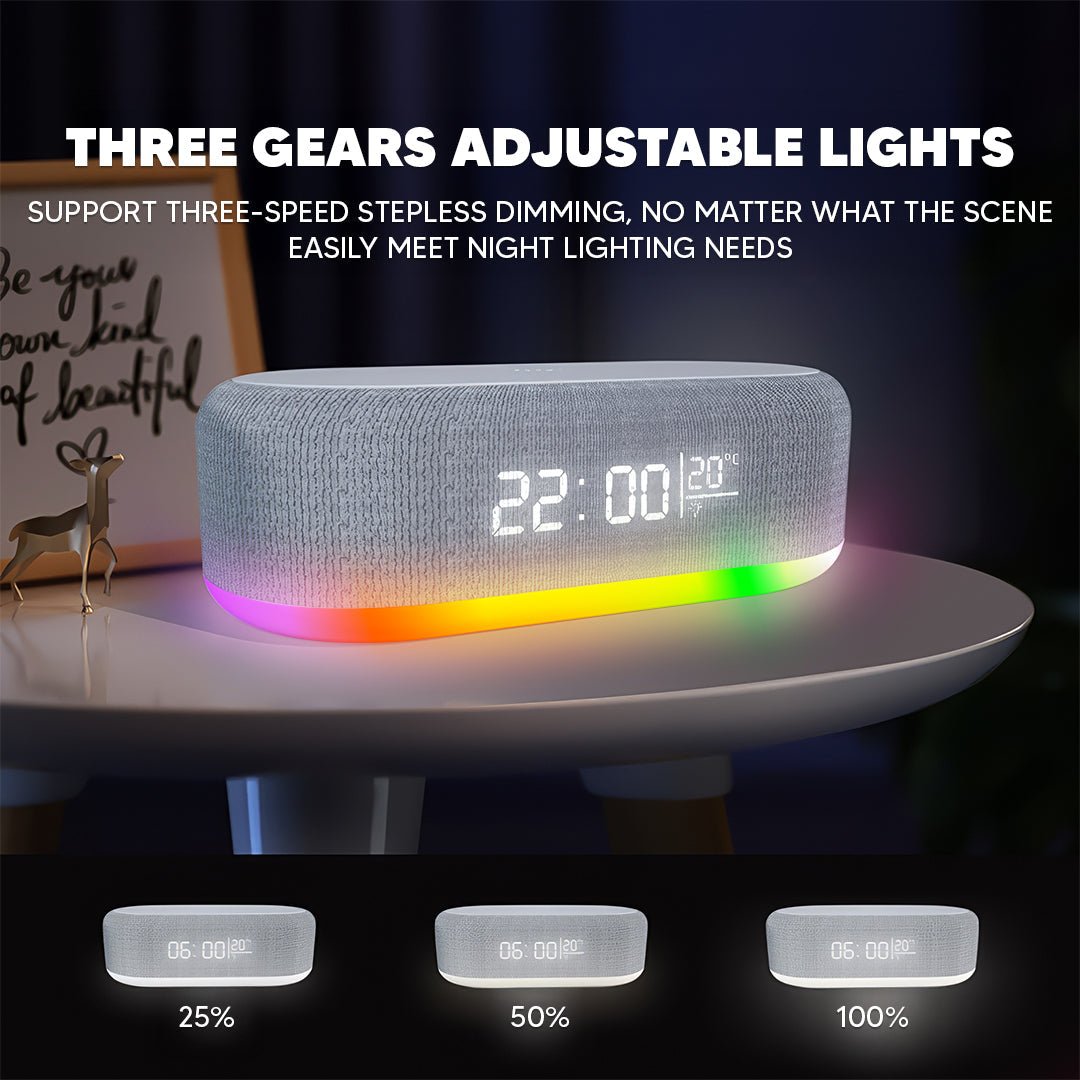 Bluetooth Speaker Clock – 15W Wireless Charger & RGB - Lumora