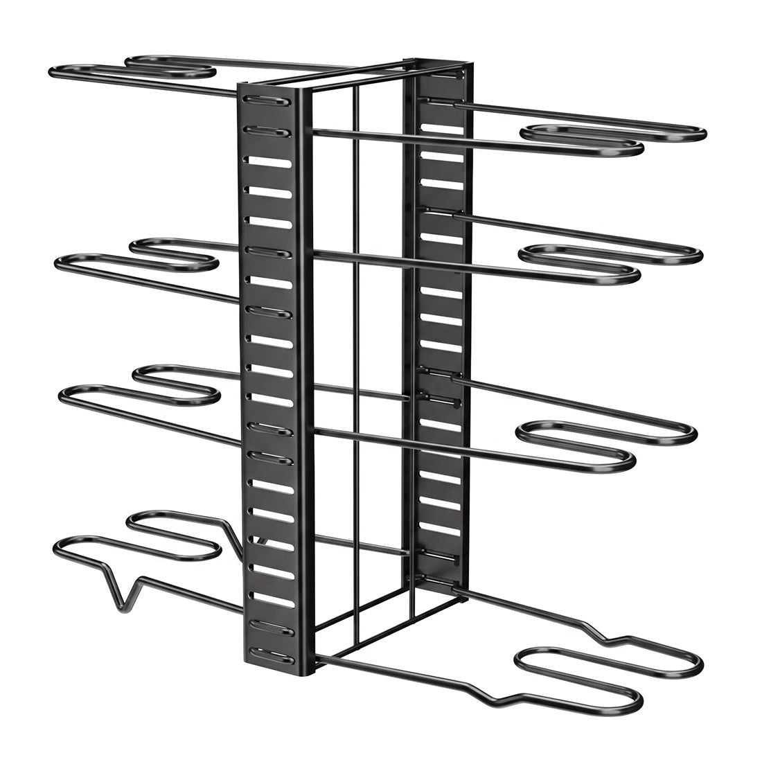 Black adjustable pan and lid organiser rack