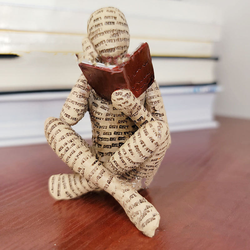 Reading woman resin statue – view 6