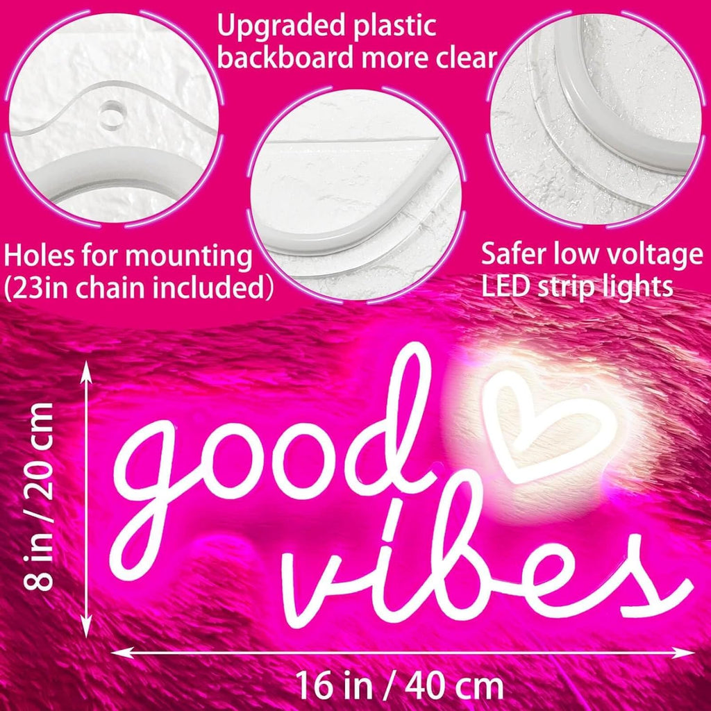 Good Vibes pink neon sign