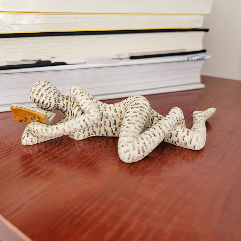 Reading woman resin statue – view 8