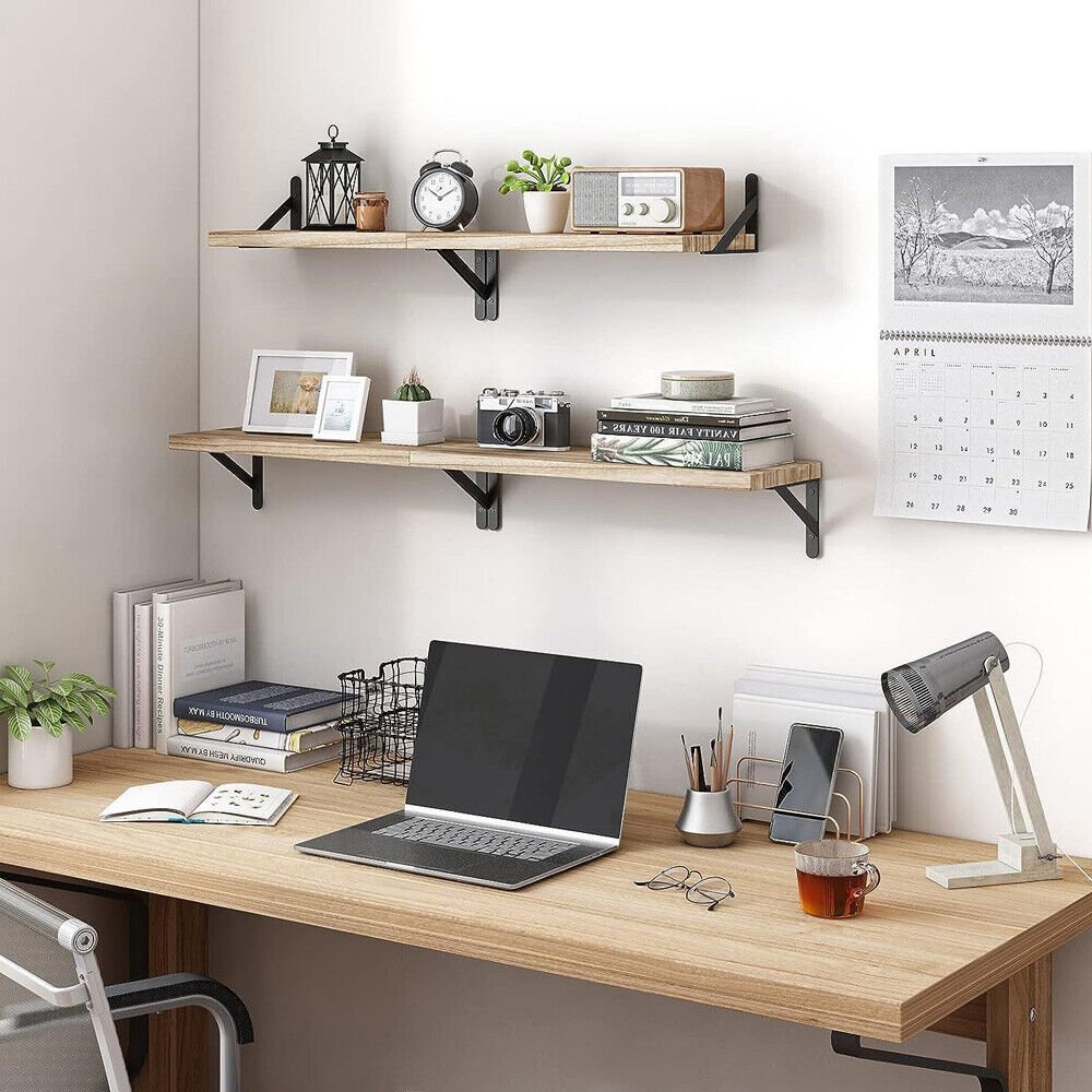 Corner Floating Shelves – Set of 4, Wood & Metal - Lumora