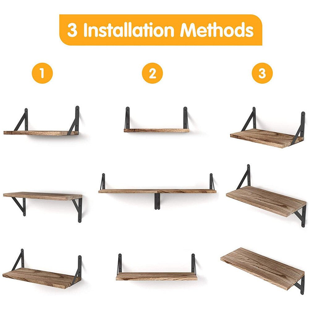 Corner Floating Shelves – Set of 4, Wood & Metal - Lumora