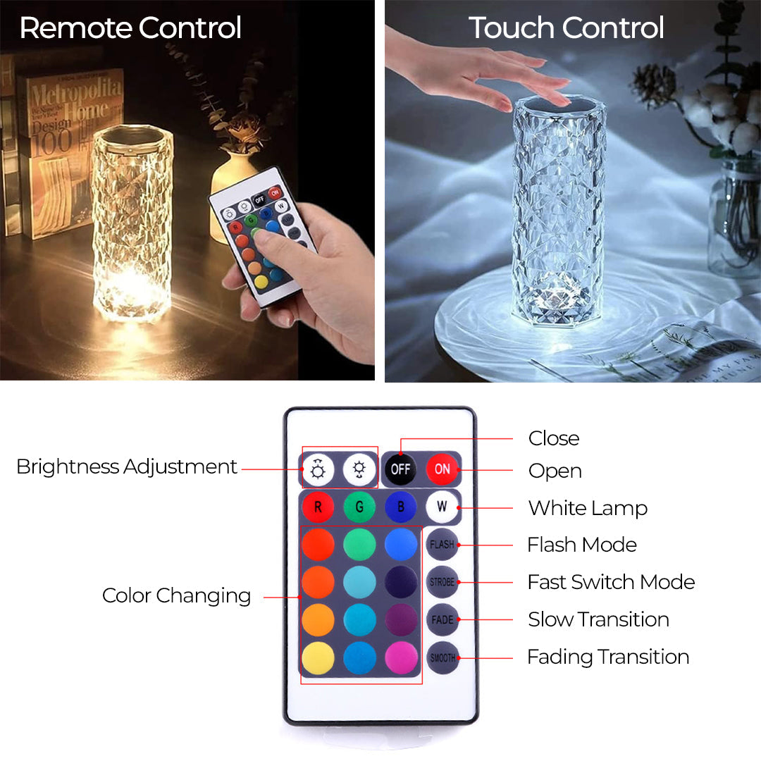 Crystal diamond table lamp – view 4