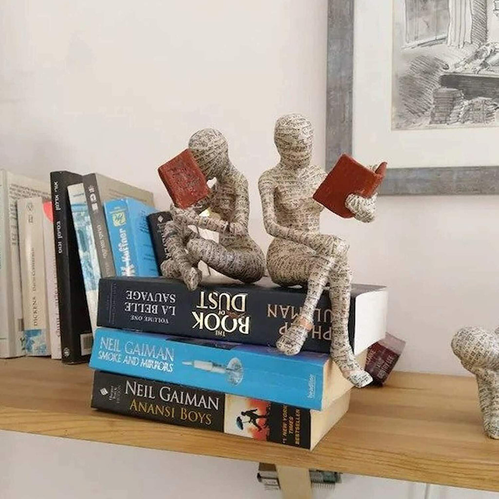 Reading woman resin statue – view 4