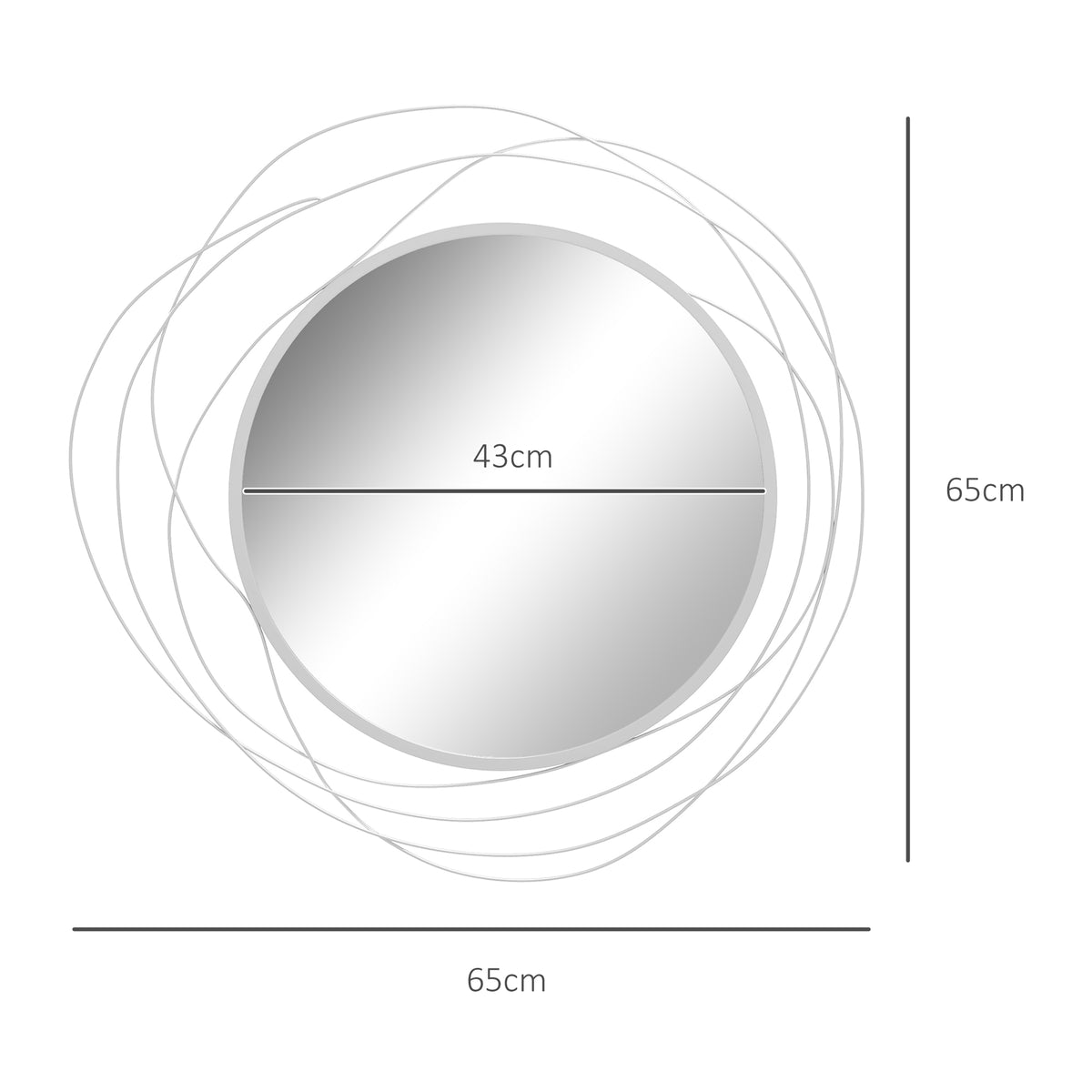Abstract metal wire round wall mirror – view 5