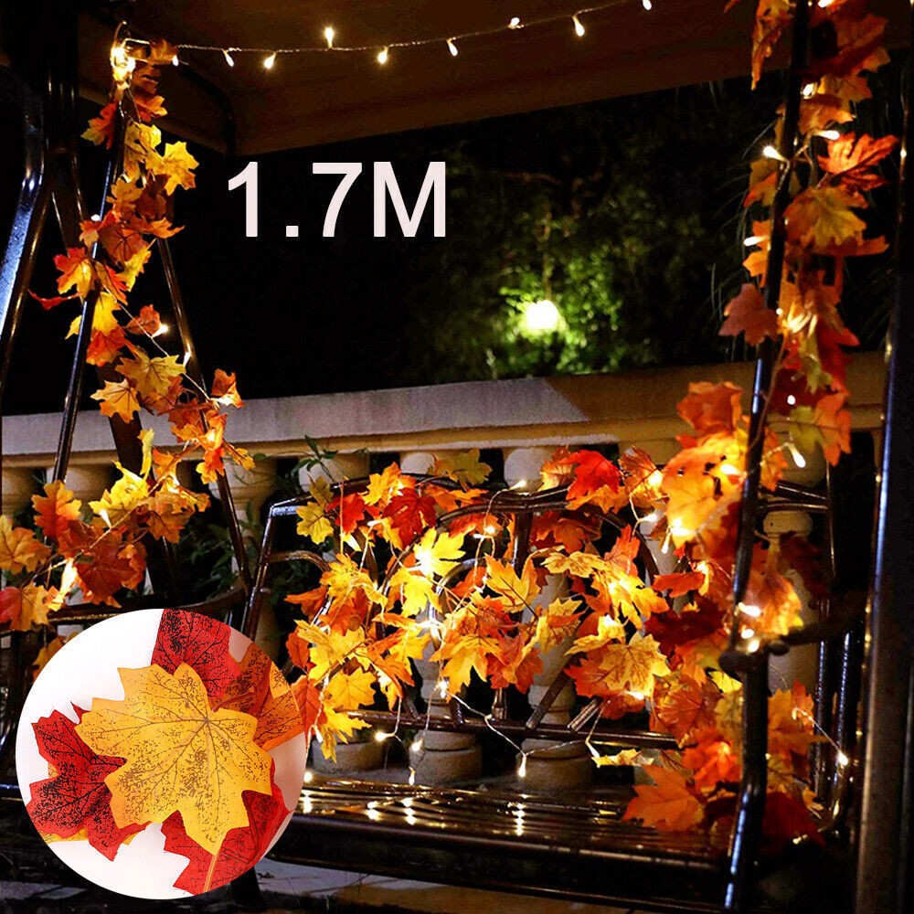 Maple leaf LED garland – view 5