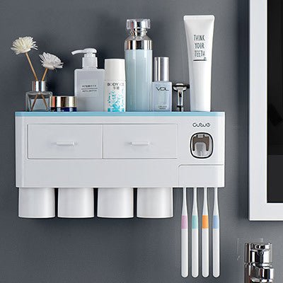 Magnetic Toothbrush Holder with Toothpaste Squeezer - Lumora